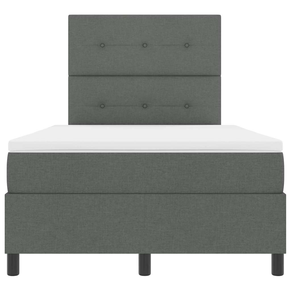 Box Spring Bed with Headboard Dark Grey 120 X 200 Cm Fabric