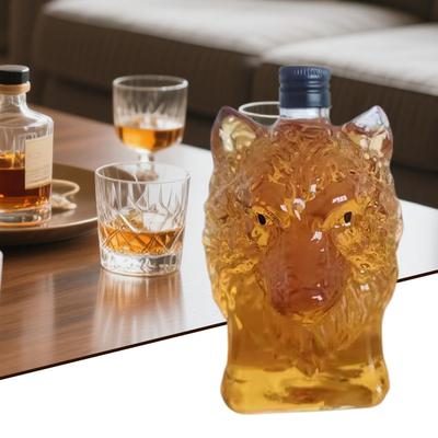 Whiskey Bottle Glasses Alcohol Bottle Drinking Container Realistic Wolf Crested Wine Cup for Sake Iced Tea Vodka Red Wine
