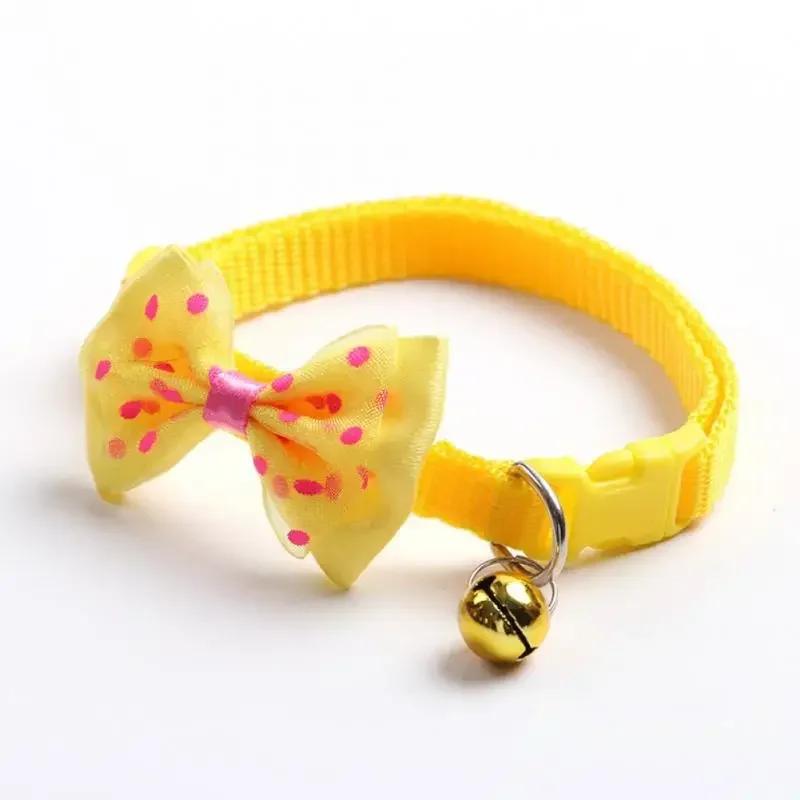 1PCS Adjustable Cat Dog Collars Cute Bow Tie With Bell Pendant Necklace Fashion Necktie Safety Buckle Pet Clothing Accessoreis