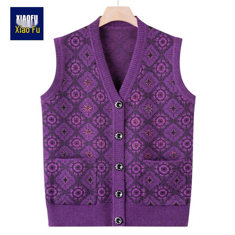 Women's Loose Knit Vest Cardigan for Mid-Aged & Elderly