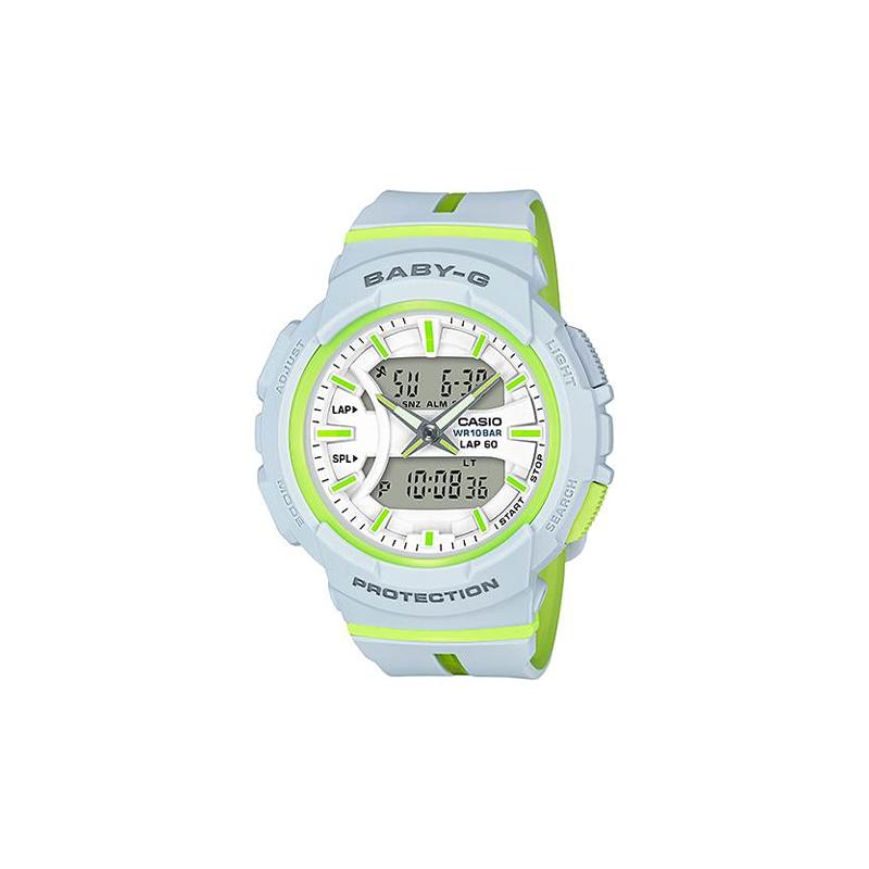 

Casio BABY-G series, fashionable street style, contrasting colors, vibrant classic hands, quartz movement, resin strap, Japanese and BGA-240L-7A зелений
