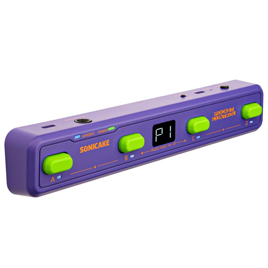 SONICAKE Pocket Control Portable Wireless MIDI Controller 4 Programmable Footswitches, USB Host, Rechargeable Battery Built-in