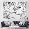 VIKAMA Abstract Line Art Couple Kiss Tapestry Minimalist Ins Style Wall Hanging for Bedroom Living Room  Sofa Decor