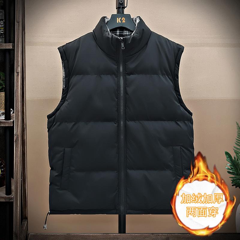 New 2025 autumn and winter double-sided vest men's warm trendy vest windproof couple sleeveless cotton-padded clothes