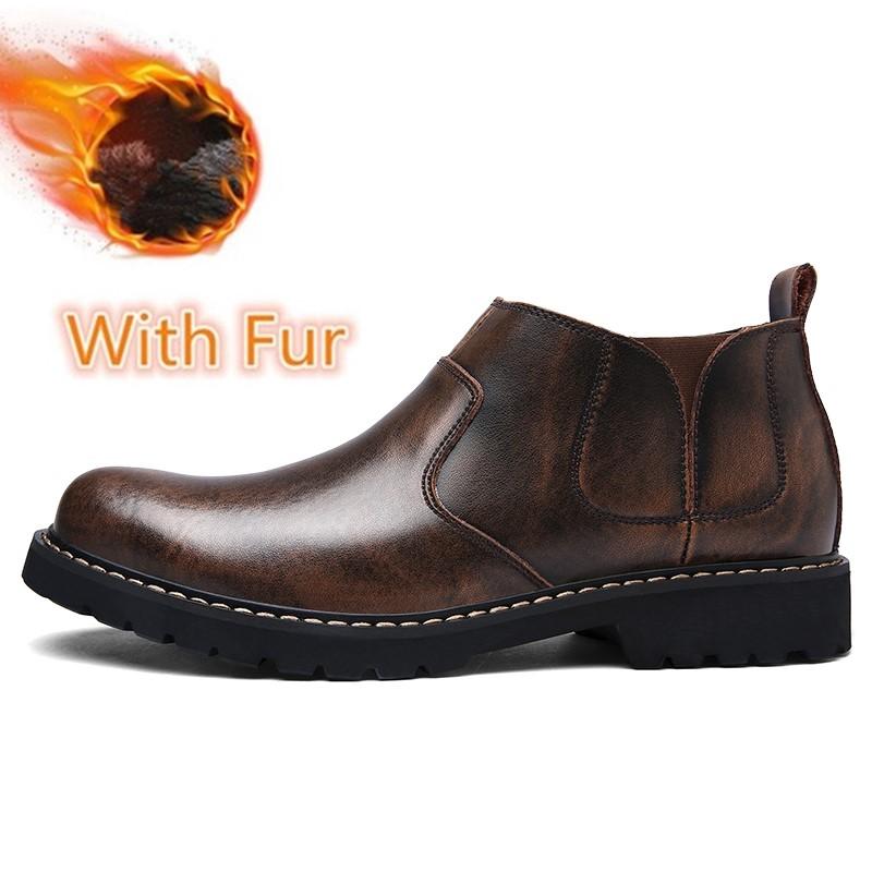 

2022 Мужские ботинки Модные уличные ботинки Челси Мотоциклетные ботинки на среднем каблуке Винтажные кожаные повседневные туфли с круглым носком Модная мужская обувь 41