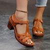Women High Heels Sandals Light PU Leather Sandals Summer Open Toe Fish Mouth Sandal Fashion Thick Heels Women Platform Sandalias