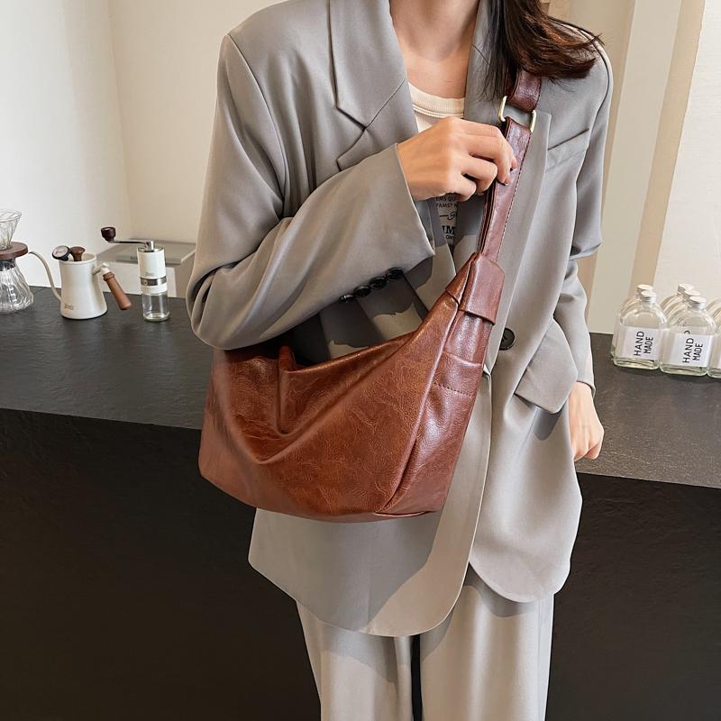 Large Capacity Soft Leather Shoulder Bag Women's Hobo Bag Crossbody Bag