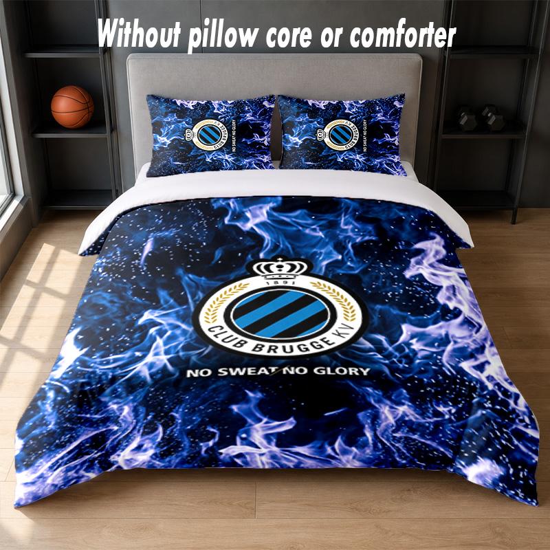 Set Biancheria da Letto Design Club Brugge FC 1 Copripiumino + 2 Federe Morbido Traspirante Biancheria da Letto per la Casa