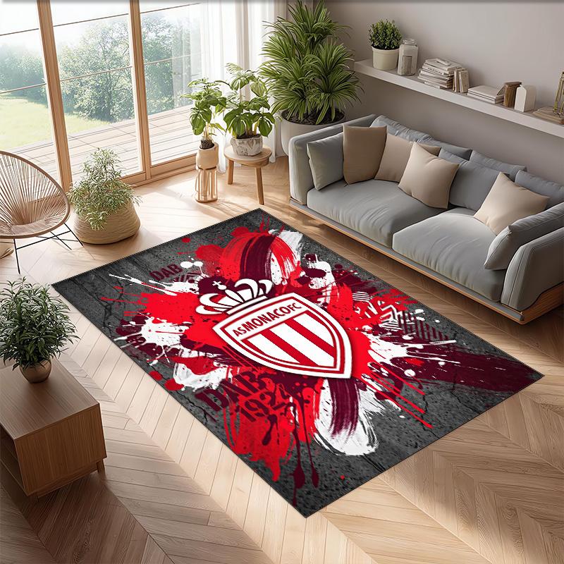 Футбольный ковер Monaco FC с футбольным узором, мягкий ковер для пола, нескользящий ковер для помещений, спортивный декоративный коврик для спальни