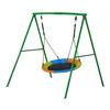 Swing Set for Backyard, 100 Cm Saucer Swing Seat with Heavy Duty A-Frame Metal Stand, 199.6 Kg Load Capacity, Reinforced with Spiral Ground Anchors,