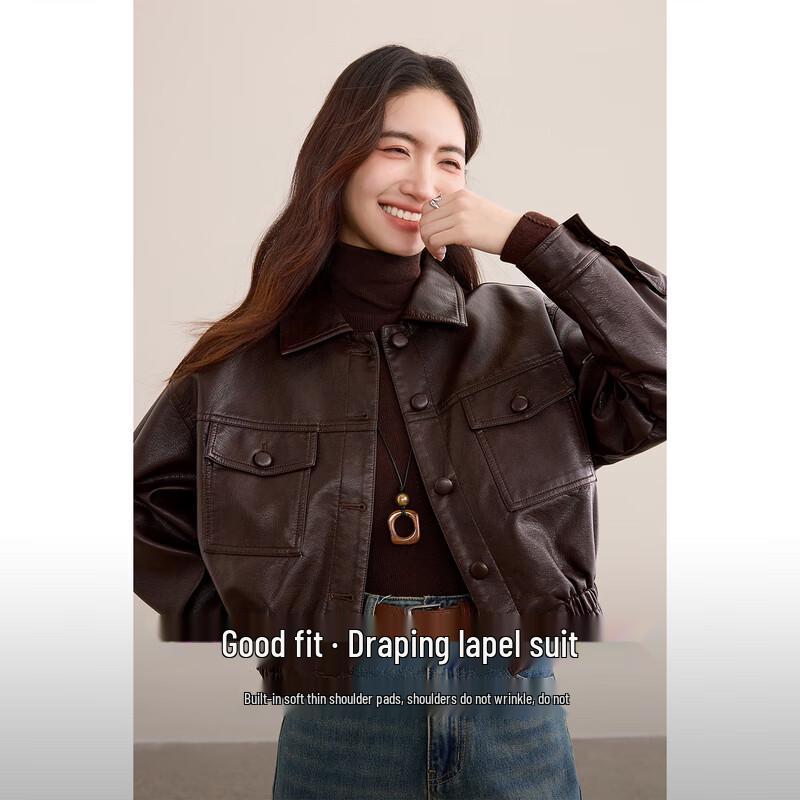 Women s Fall Faux Leather Moto Jacket M
