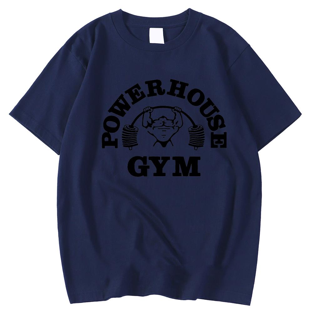 Powerhouse Gym Print Cotton T-shirt Men Women Sportswear Oversized Tshirt Short Sleeve Tee Summer Fitness T Shirts Clothes Tops