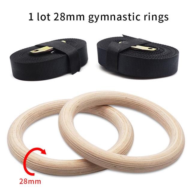 CHOOYOU Custom Logo Wooden Fitness Gym Rings Wrist Band Exercise Gymnastic Rings With Straps