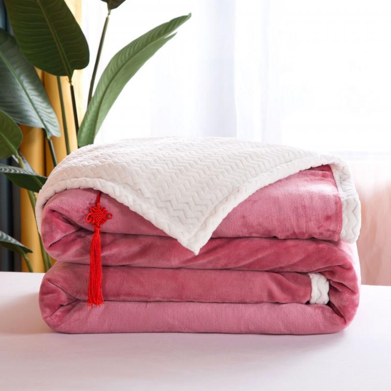 Double-Layer Thick Fleece Blanket Coral Velvet Throw Bed Office Sofa All Season Soft Warm