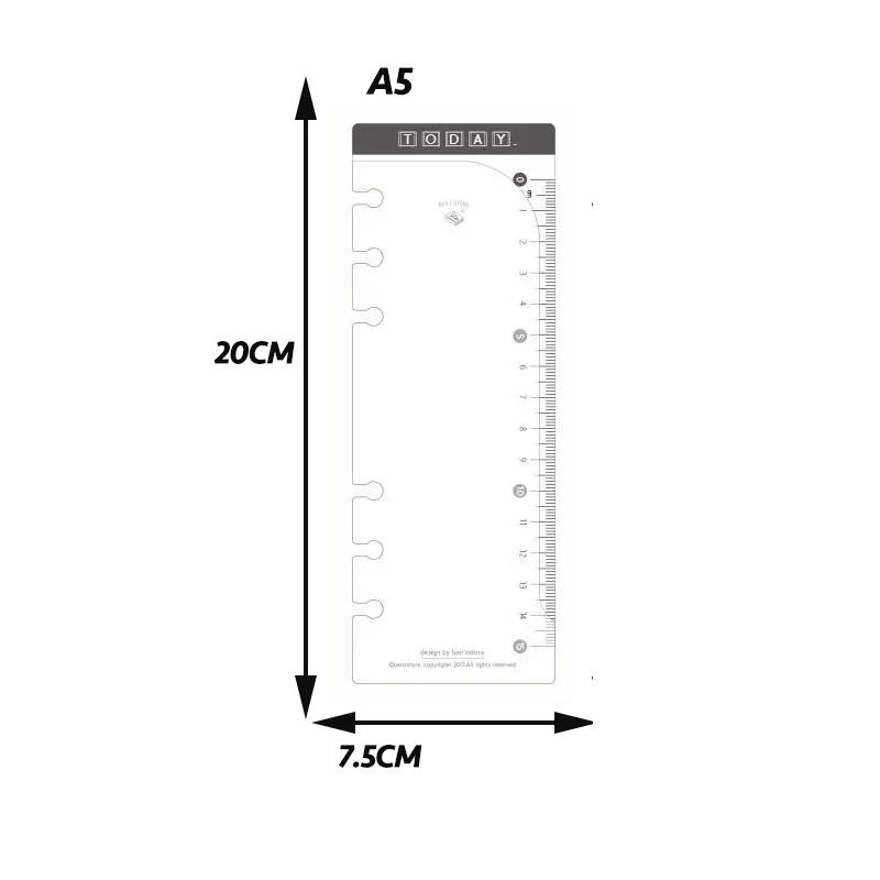 Règle de Rangement Multifonctionnelle Transparente à Feuilles Mobiles Carnet Standard 6 Trous Règle Souple Accessoires de Journal Planificateur à Feuilles Mobiles