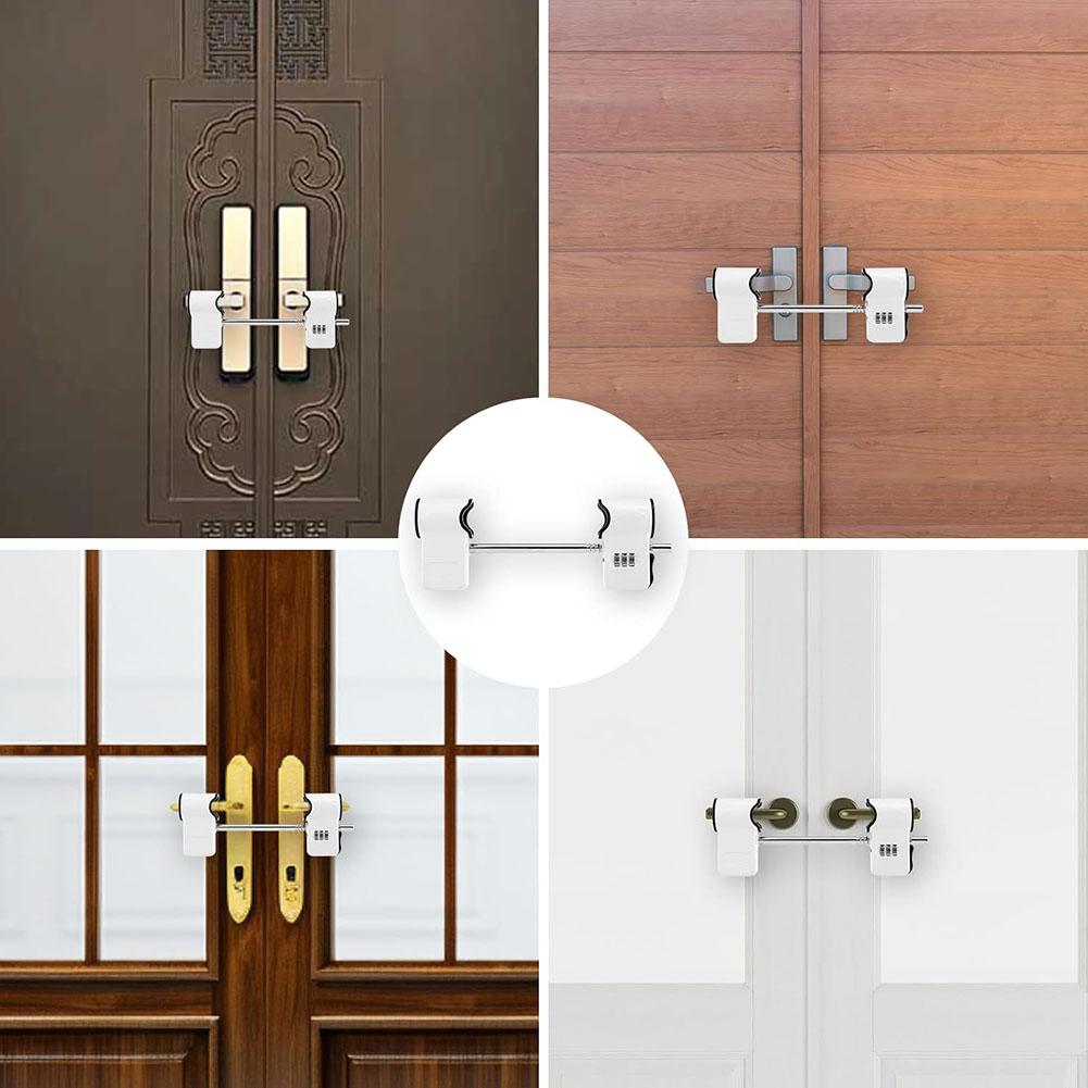 1pc 3-Digit Double Door Combination Lock Zinc Alloy Lock No Drilling For Bidirectional Doors Easy Installation