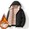 Cotton Jacket Men's Thick, Plus Size Men's Mid To Long, Down Cotton Jacket with Added Fleece and Increased Thickness for Warmth