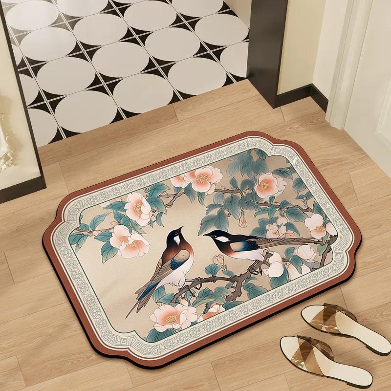 Mid-Autumn Absorbent Cushion Cushion Cute Chinese Flowers and Flowers Foot Mat Toilet Floor Mat Door Non-slip Bathroom Absorbent Cloth