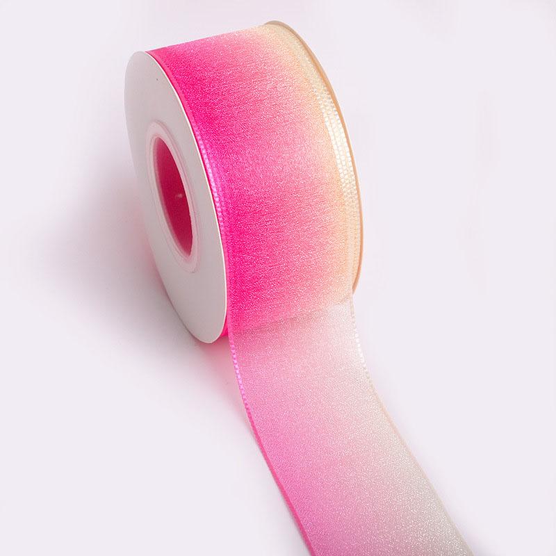 Wholesale Durable Polyester Rainbow Gradient Tulle Ribbon Birthday Floral Gift Decoration DIY Hair Accessory Bow Material