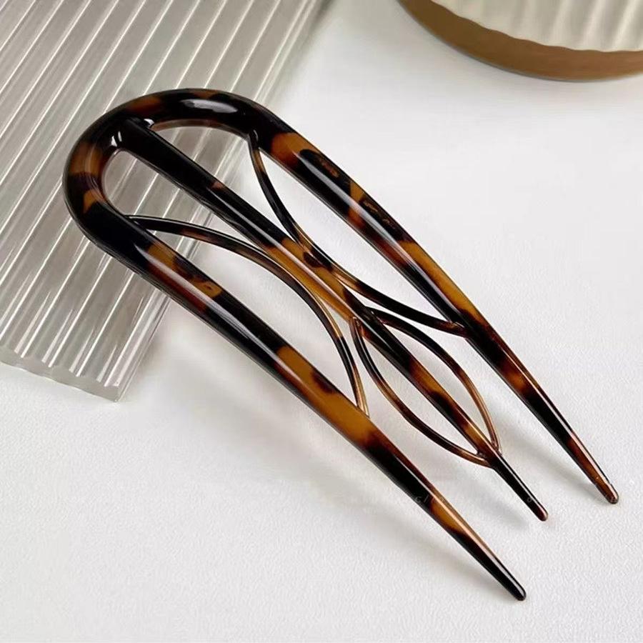 Crystal U-Shaped Hairpins, Elegant And Easy Oval Leopard Print Hair Additions, Suitable for Valentine'S Day