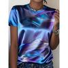 Summer Women's Color 3D Printed Crew Neck T-Shirt