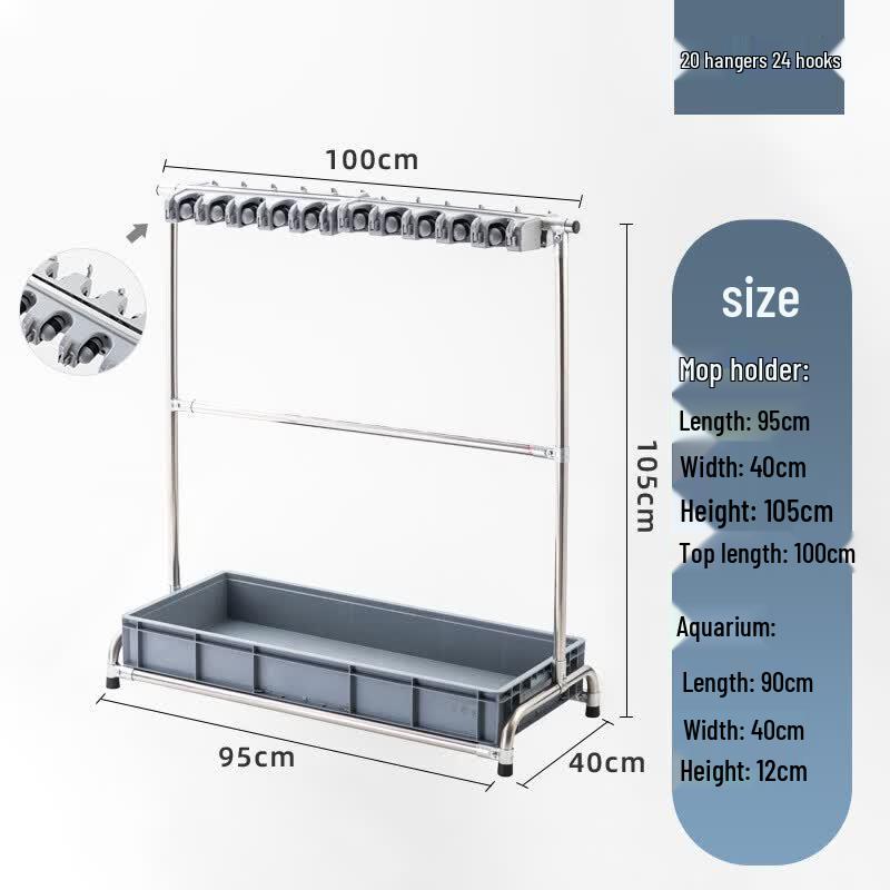 MDNG Stainless Steel Wall-Mounted Mop & Broom Holder