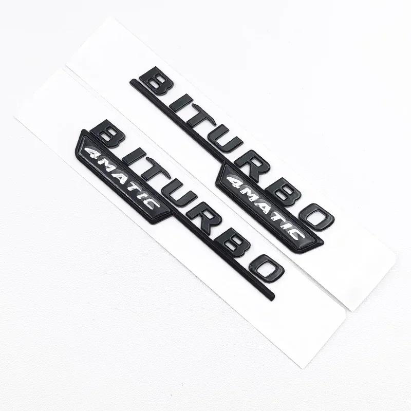 3D ABS Black C43 Logo Letters BITURBO 4MATIC Badge Car For Mercedes Benz Rear Star Sticker BITrunk AMG Emblem AMG W205 W206 C205