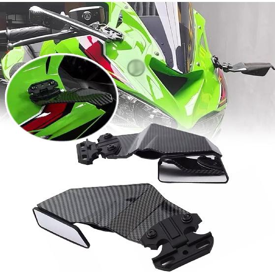For ZX6R ZX636 ZX10R 2025 2024 Motorcycle Invisible Winglet Mirror Kit Adjustable Rearview Mirror Wind Wing Reflector Spoiler ZX-6R ZX-636 ZX-10R