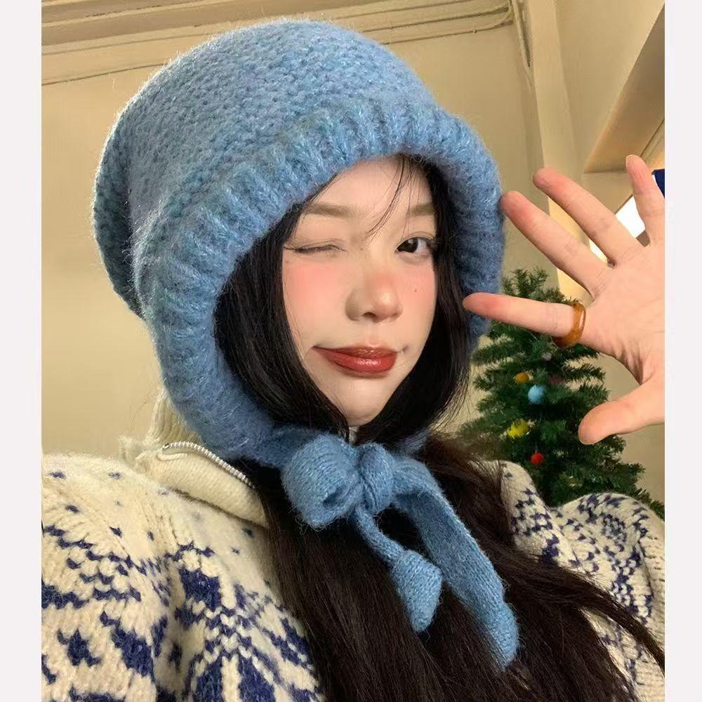 Bag hat female Hepburn style lazy straps stack hat sweet 2025 autumn and winter new warm versatile wool hat