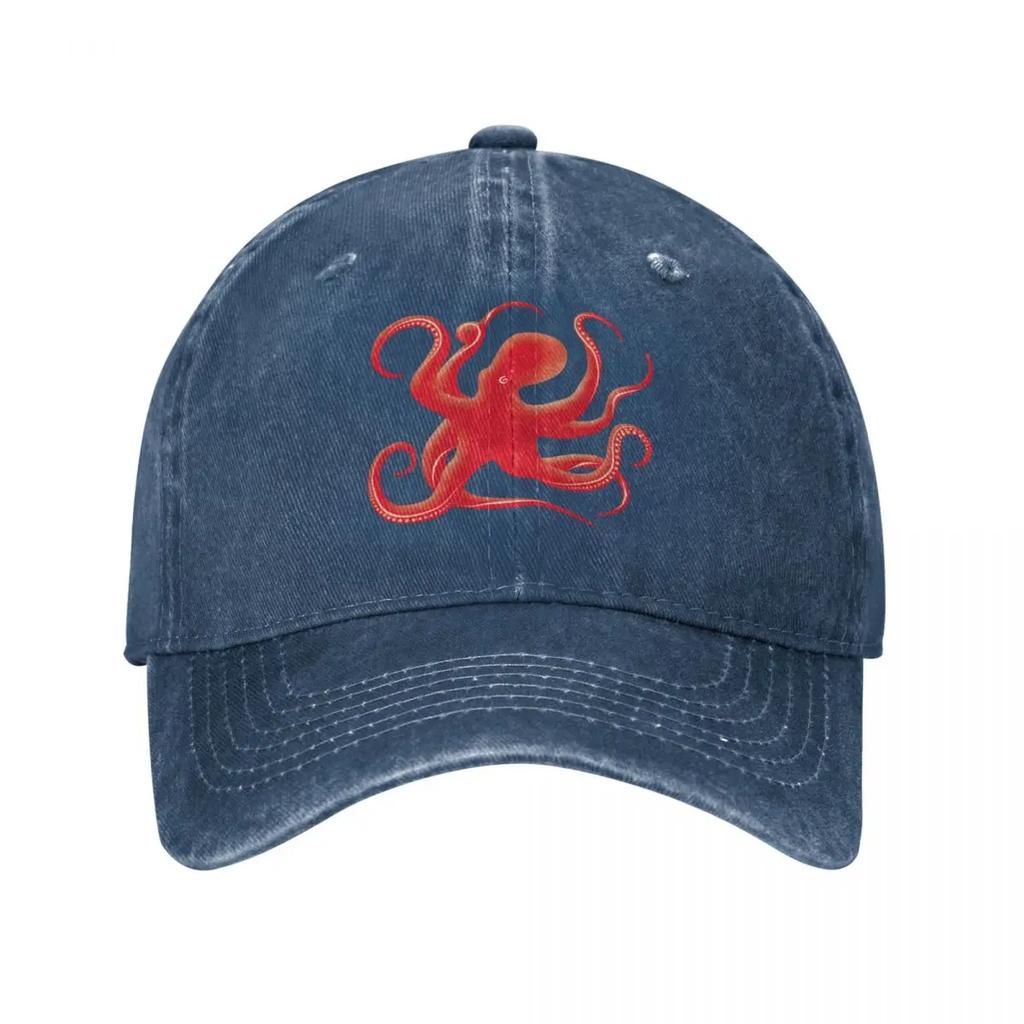 Red Octopus Silhouette Baseball Cap Hats Anime Hat Cap For Women Men'S