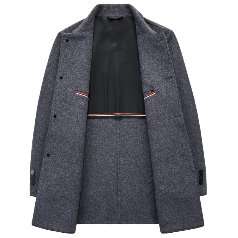 Double-sided Cashmere Coat for Men, Middle-aged Autumn and Winter Woolen Woolen Coat, Mid-length Lapel Daddy Windbreaker