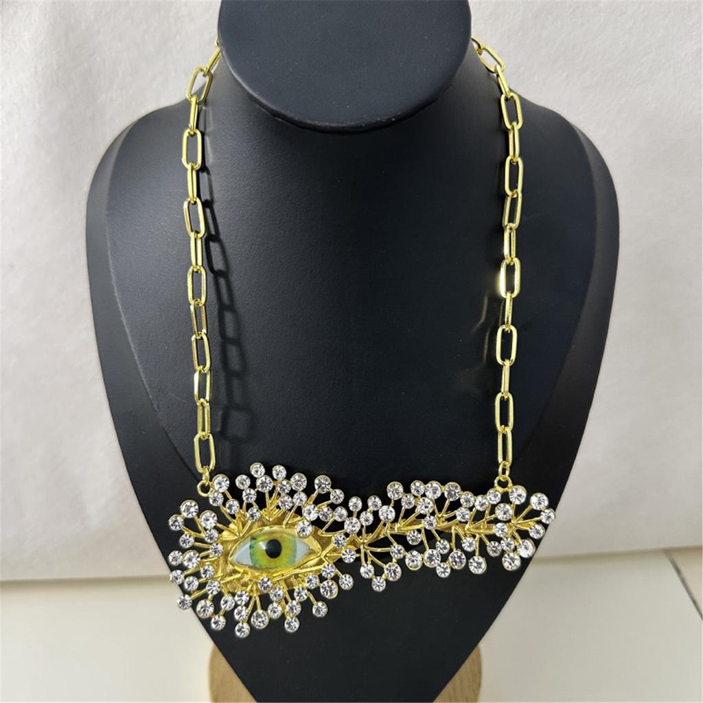 Tooxika French Paris Style Personality Burst Eyes Full Of Diamonds Necklace Light Luxury Senior Sense Of Fashion Runway Collarbone Chain For Women
