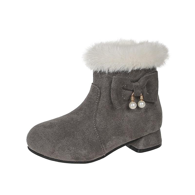 

Children s Snow Boots Girls Winter Shoes2026New style plush-lined warm and thickened high-tube boots for little girls, princess style, trendy 32-37One Hand6Double сірий колір