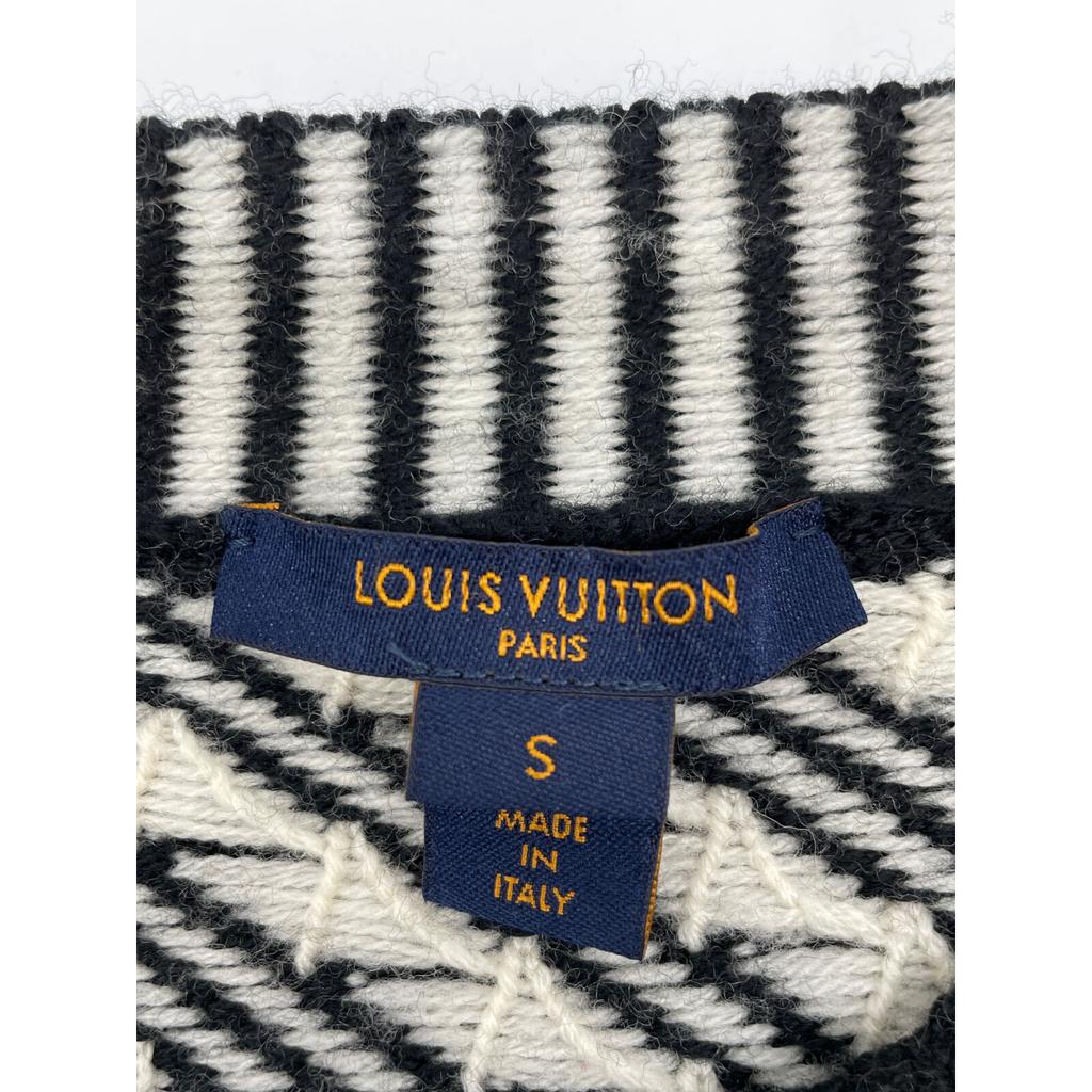 LOUIS VUITTON [Domestic regular product] RW181A FWO FEKL72 All-over pattern wool x cotton short length knit sweater/ tops S blackUsed