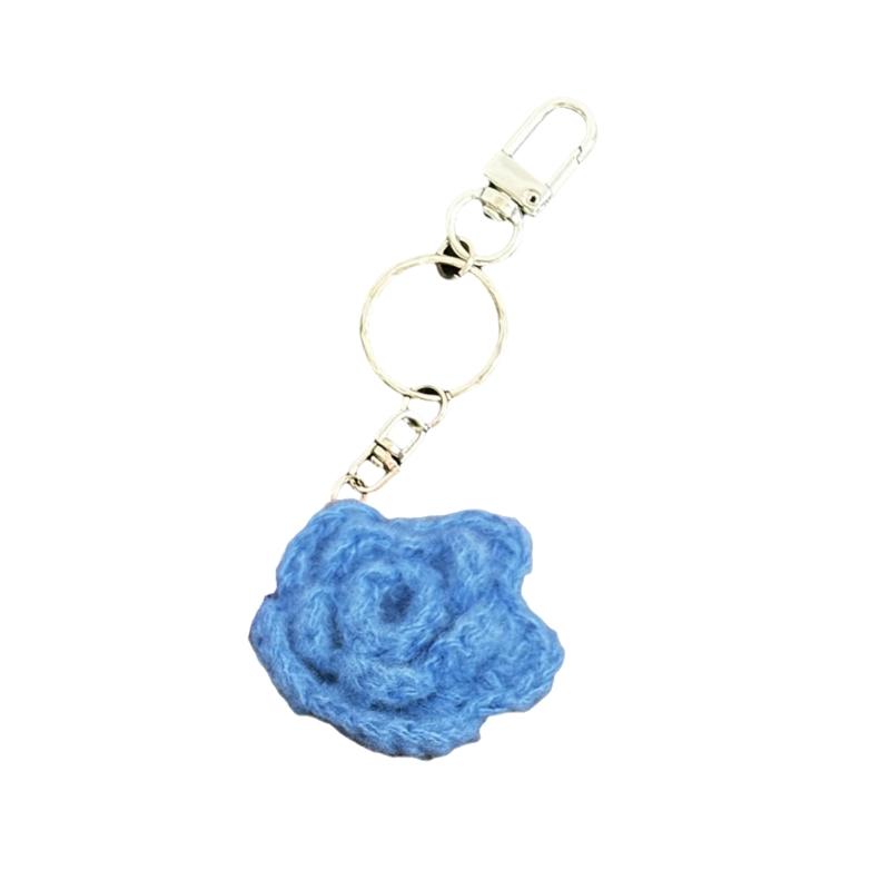 

Elegant Knitted Rose Hanging Pendant Unique Mobile Accessory Stylish Phone Lanyard Phone Charm for Any Phone Models озеро синього кольору