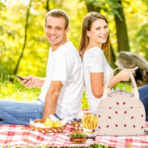 Large Capacity Lunch Bag, Insulated for Cold and Heat, Stylish, Cute Floral Print, Large, Waterproof Lunch Bag, Fits Water Bottles, Food Storage, Perf