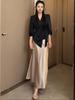 Champagne High Waist Satin Mermaid Skirt with Slit for Women - Spring/Summer 2026 Fashion