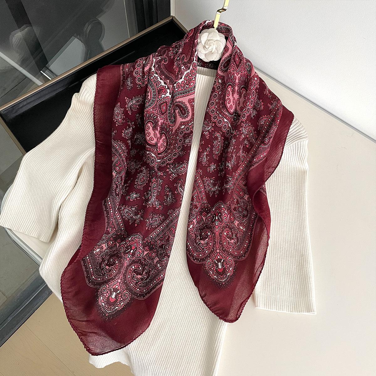 

New Fashion 70X70cm Women s Scarf Paisley Print Scarf Cotton Texture Square Shawl Decorative Headband Neck Luxury Design Bandana