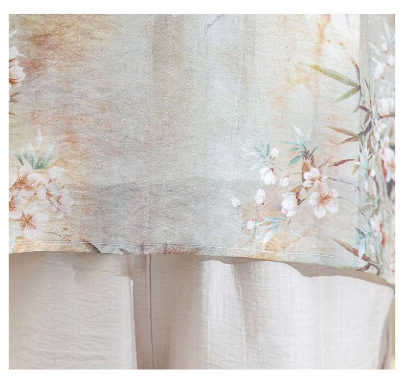 New Women's Chinese Style Summer Chiffon Shirt - Short Sleeve, Mid-Length, Printed Design