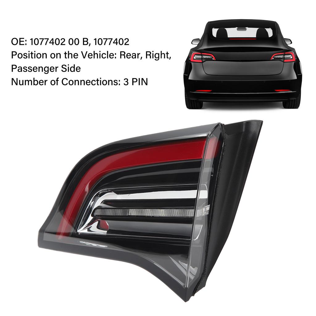 Right Side Inner Taillight Super Bright 1077402 Rear Brake Lamp Replacement for   2017 To 2020 Car Inner Taillight