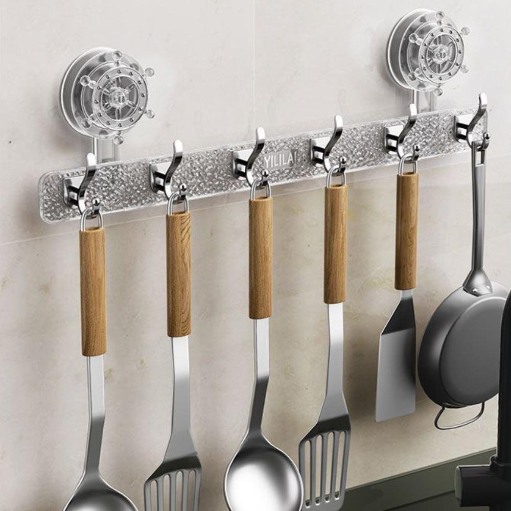 

Strong Towel Rack Multi-Purpose Bathroom Hook Kitchen Utensils Storage Row Hook Household Supplies сірий
