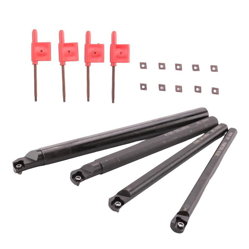Premium-4 Set Of 7/8/10/12Mm Sclcr Lathe Boring Bar Tool Holder+10Pcs Ccmt 0602 Inserts