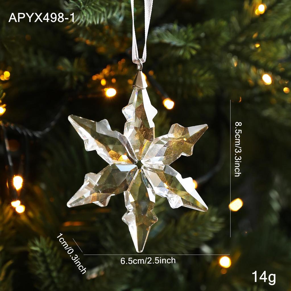 High-End Crystal Snowflake Pendant - Transparent Glass Hexagonal Star Christmas Tree Ornament