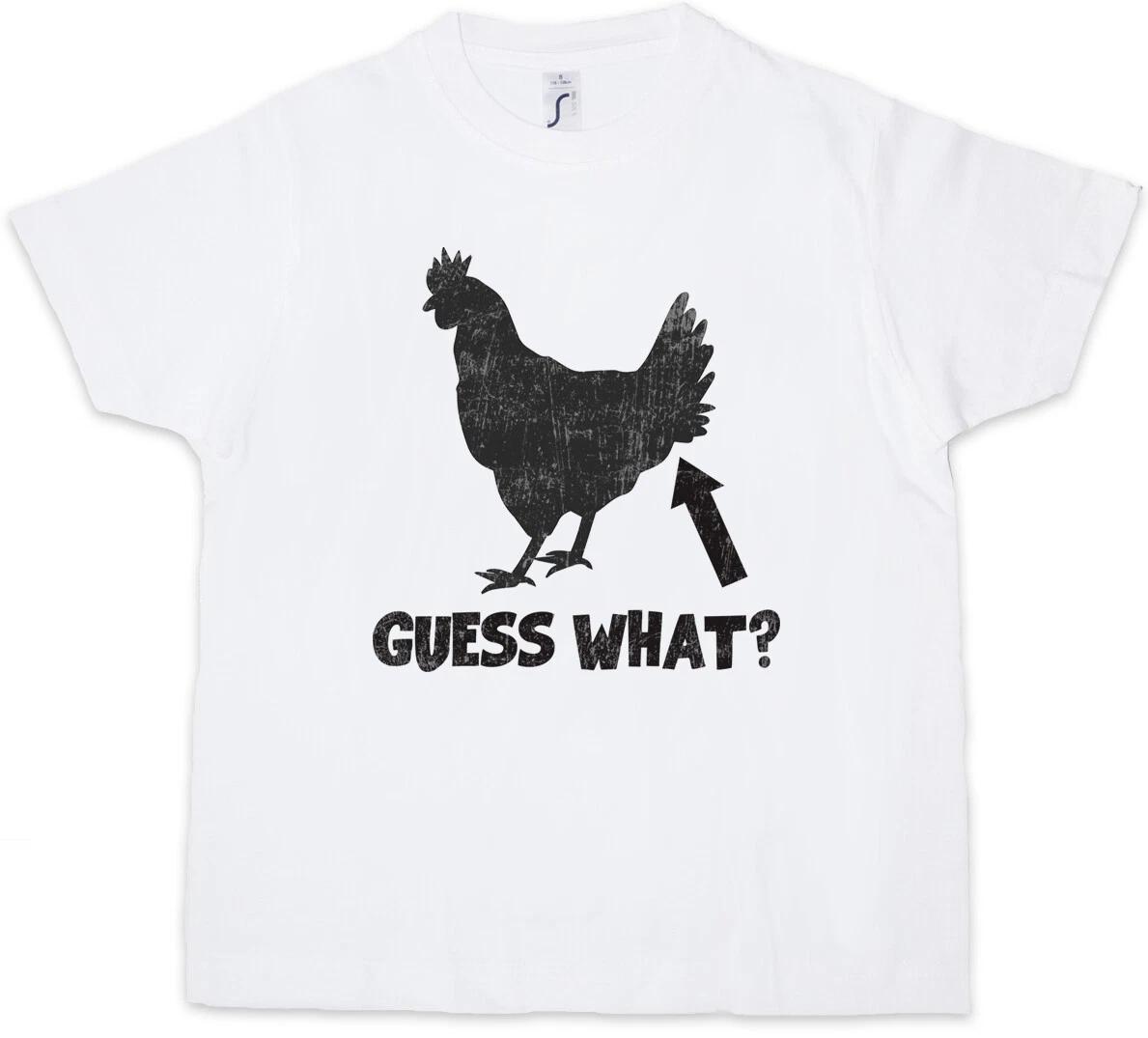 GUESS WHAT Kids Boys T-Shirt Chicken Butt Fun Joke Nerd Hipster Indie Cocky- 100