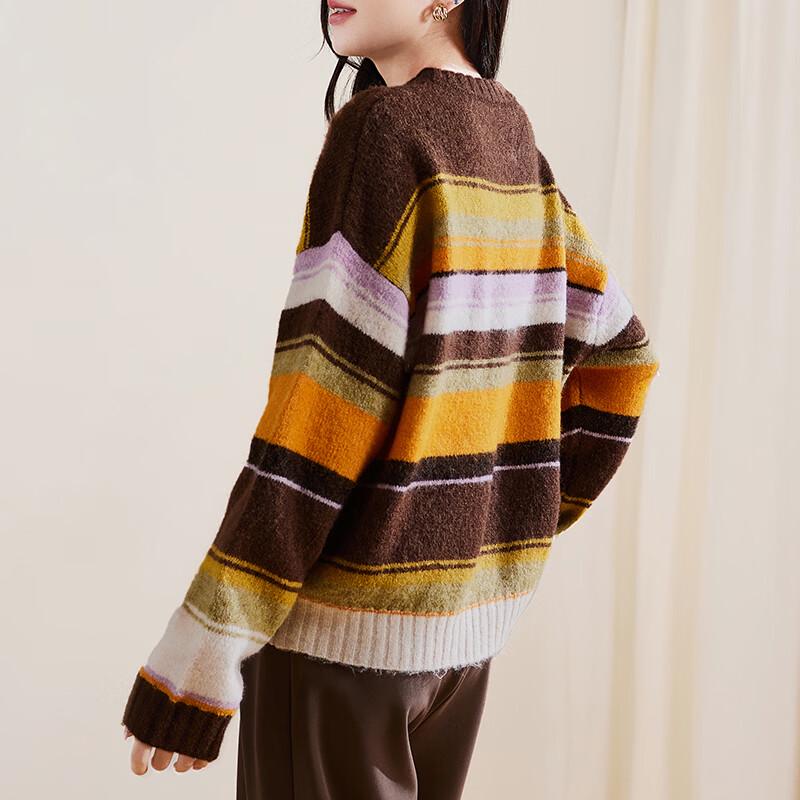 SOFSIL Women's Striped Round Neck Knit Sweater