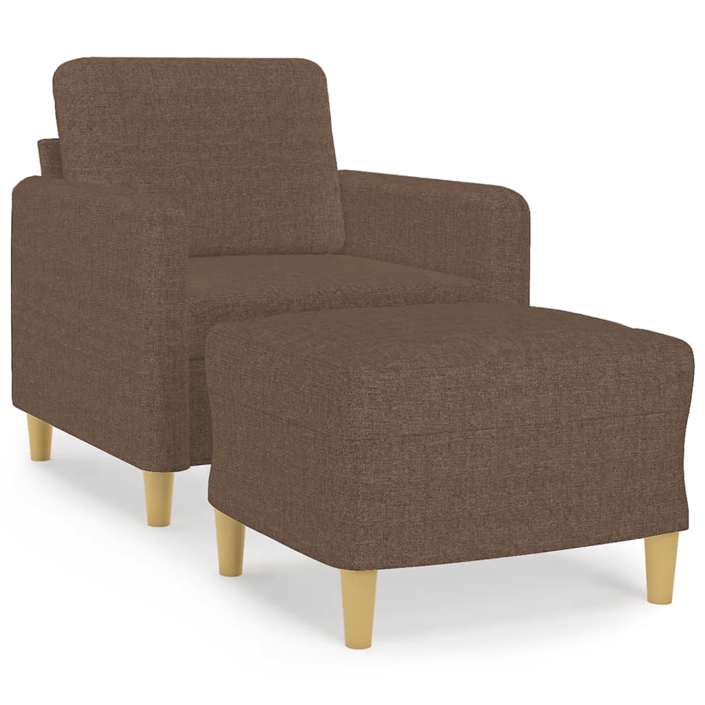 Armchair with Footstool Brown 60 Cm Fabric