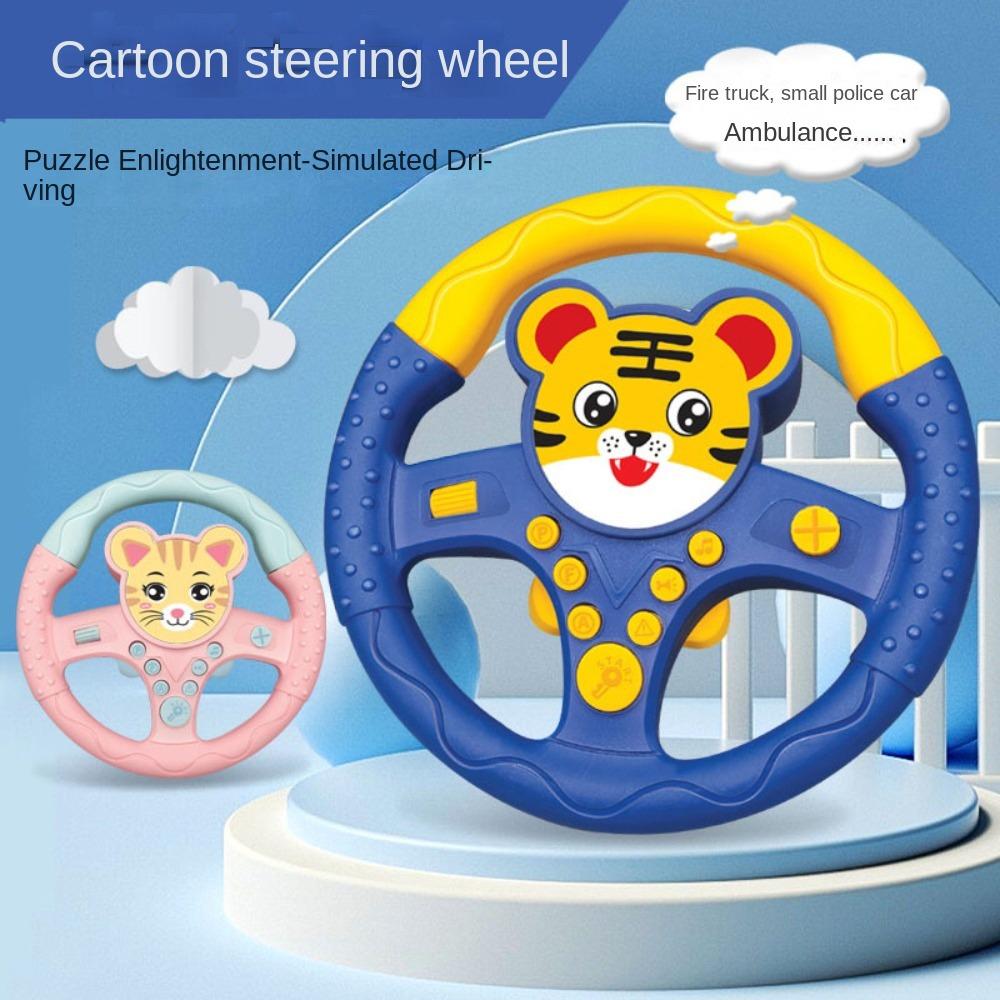 Multi Functional Cartoon Copilot Steering Wheel Montessori Simulate Driving Car Toy  Children Gift