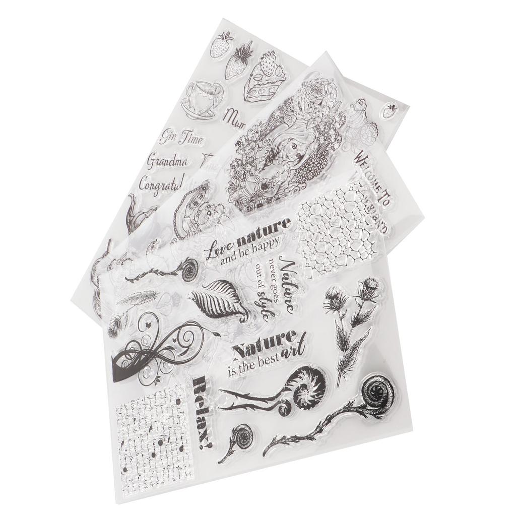3Pcs Transparent Stamp TPR Assorted Styles Skin Friendly Easy to Use Clear Stamp for Card Making Scrapbooking