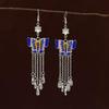 Peacock Tassel Earrings with Hollow Leaf Design in Retro Ethnic Style Imitation Silver for Women