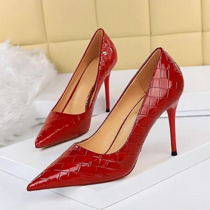 Vysoké podpatky Podzimní Nové Temperamentní Špičatá Špička Mělký Okraj Noha Protiskluzové Odolné proti Opotřebení Tenký Podpatek Jednoduché Boty